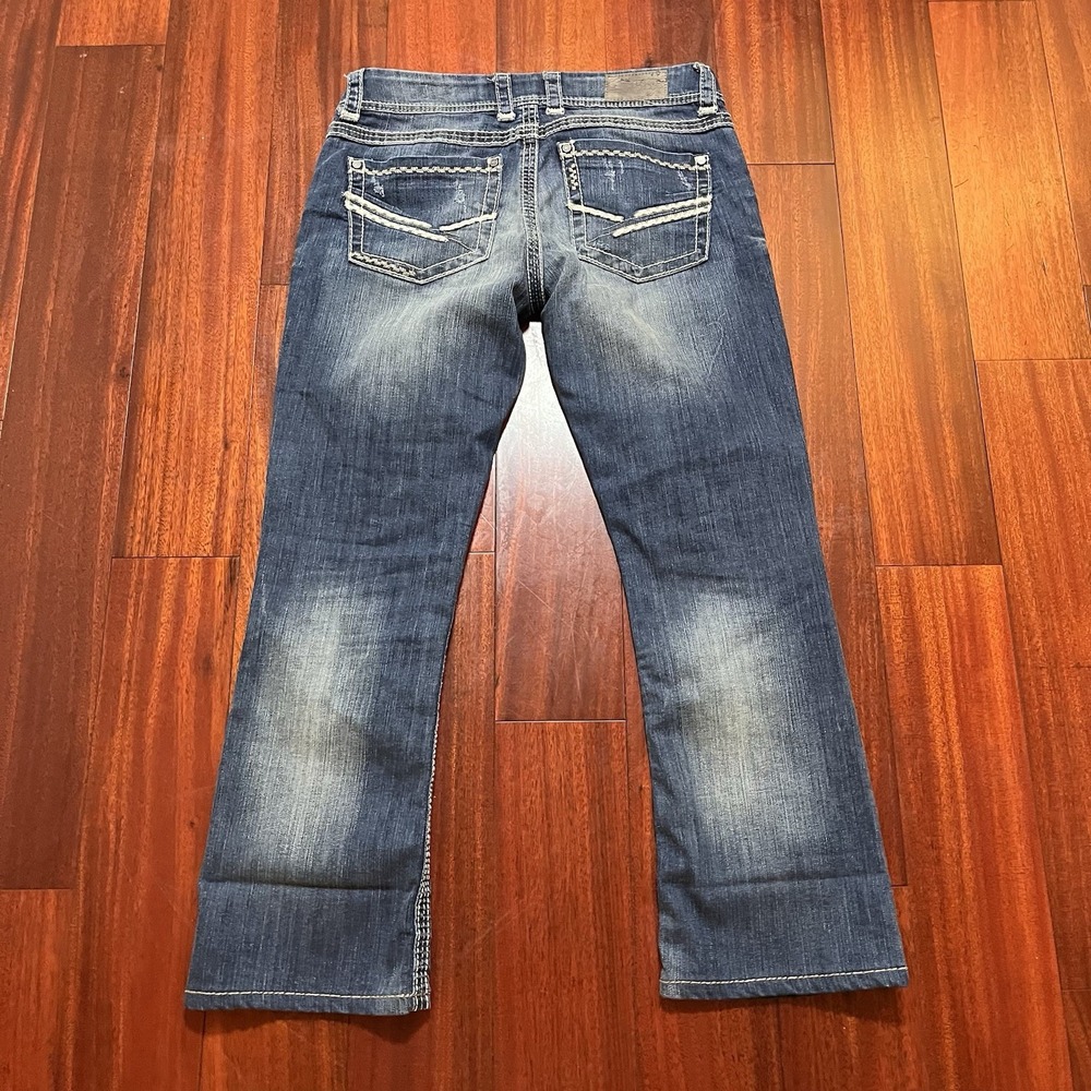 BKE Jeans Womens 30 33x28 Blue Dark Wash Denim Culture Stretch Grunge Fade - Picture 3 of 11